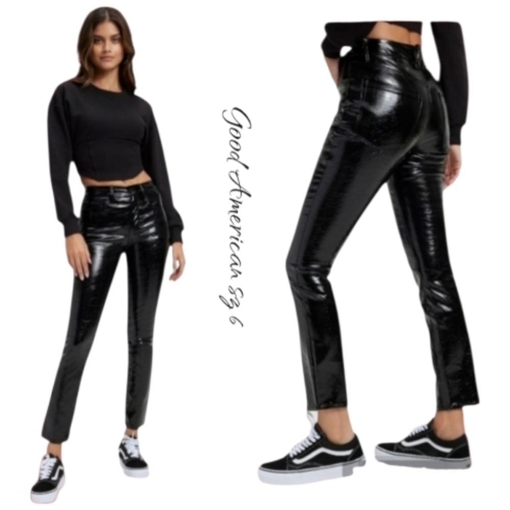Good American Better Than Leather Good Icon Pants Black 6